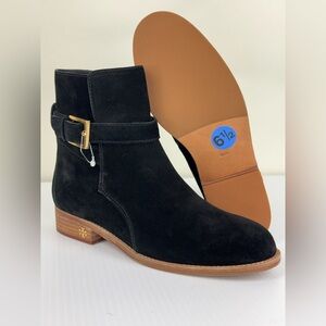 Tory Burch Black Leather Suede Boots Brooke Ankle Booties Women’s 6.5